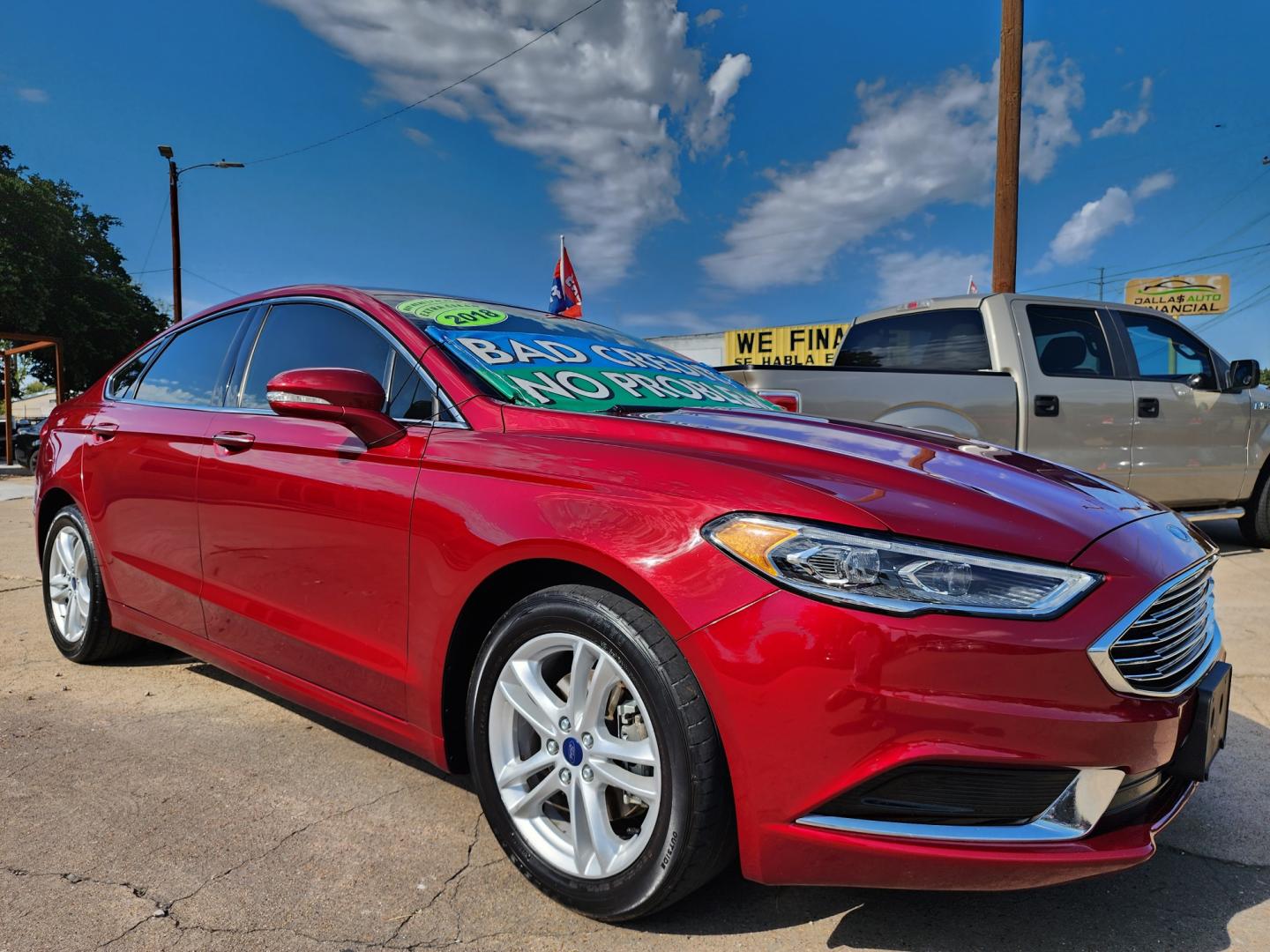 2018 RED Ford Fusion SE (3FA6P0HD2JR) with an 1.5L L4 DOHC 16V engine, 6A transmission, located at 2660 S.Garland Avenue, Garland, TX, 75041, (469) 298-3118, 32.885551, -96.655602 - Welcome to DallasAutos4Less, one of the Premier BUY HERE PAY HERE Dealers in the North Dallas Area. We specialize in financing to people with NO CREDIT or BAD CREDIT. We need proof of income, proof of residence, and a ID. Come buy your new car from us today!! This is a SUPER CLEAN 2018 FORD FUSIO - Photo#1